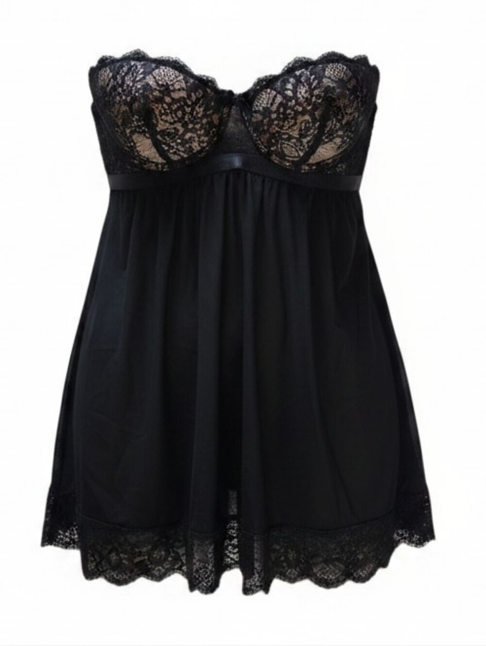 Fredericks of Hollywood Samara Lace Chemise Sexy Lingerie Black Size M NEW!